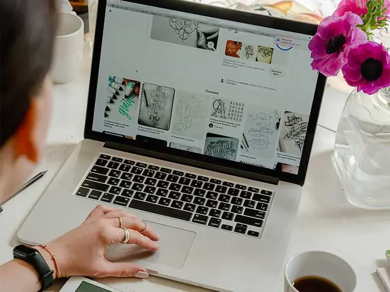 Creative work on a laptop